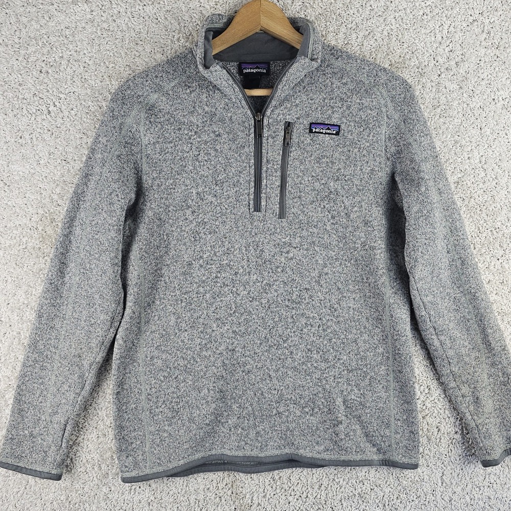 Patagonia Better Sweater Mens Medium Gray Jacket Quarter Zip Pullover Mock 25522